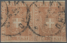 Italien - Altitalienische Staaten: Toscana: 1860 Coat Of Arms: A Pair Of 80 C Light-brownred Mit Cds - Toscane