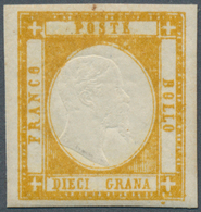 Italien: 1861, Provinz Neapel König Viktor Emanuel II. 10 Gr. Ockergelb Allseits Voll- Bis Breitrand - Mint/hinged