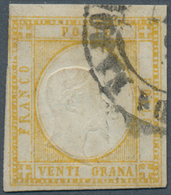 Italien: 1861, 20gr. Yellow, Fresh Colour, Touched To Full Margins, Shifted Embossing Towards Lower - Neufs