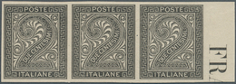 Italien: 1863, 2 C Numerals, Imperforated Color Proof In Black, Ungummed, Horizontal Strip Of 3 From - Mint/hinged