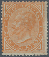 Italien: 1863, 10 Cents Ochre Yellow "De La Rue", Turin Printing, MNH, Dr. Avi Certificate (2002). S - Mint/hinged