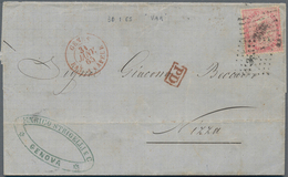 Italien: 1863, Viktor Emanuel Looking Left 40 C Carmine-rose Wit Diamont-dot Canc. "265.." Sent From - Mint/hinged