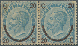 Italien: 1865, 20c. On 15c. Blue, Type I, Horizontal Pair Of Good Centering, Normally Perforated, Mi - Neufs