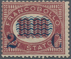 Italien: 1878, "2 C" On 10l. Deep Lilac-red, Mounted Mint With Large Part Original Gum, Fine. G. Col - Neufs