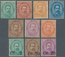 Italien: 1879/1891: UMBERTO I, 5 Cent - 2 Lire, Complete Set Together With The Three Overprint Value - Mint/hinged