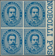 Italien: 1879, 25c. Blue, Imperforate "PROVE D'ARCHIVO", Marginal Block Of Four, Unmounted Mint. Sas - Neufs