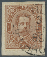Italien: 1879, King Umberto I. 30 C. Brown Tied By Cds. "VENZIA 3 GEN.89" To Pieces, Fine, Certifica - Mint/hinged
