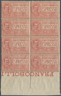 Italien: 1903, Express Stamp 25c. Red, 67 U/m Copies. Sass. E1, 11.725,- € (price For Single Stamps, - Neufs
