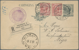 Italien: 1920, Two Items 10 C Brown-rose Additional Franking On 15 C Shale Postal Stationery Card Fr - Ungebraucht