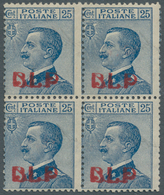 Italien: 1921, König Viktor Emanuel III. 25 C. Blau Mit Rotem Aufdruck 'B.L.P' (11½ Mm) Im Postfrisc - Mint/hinged