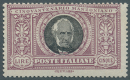 Italien: 1923, 5l. Manzoni Mint O.g., Signed A.Diena. Sass. 156, 1.000 € (2019) - Mint/hinged