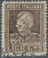 Italien: 1929, 1,75 Lire Brown Victor Emanuel III, Perf. 13 3/4, VF Used Condition. Sassone 5.000.-€ - Neufs