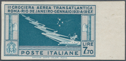 Italien: 1930, Squadron Flight, 7.70l. Blue, Imperforate Proof On Ungummed Paper, Signed Bolaffi Etc - Neufs