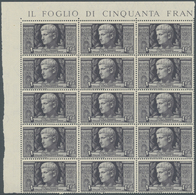 Italien: 1937, "AUGUSTO" Air Mail Stamps Complete Set Of 5 Values In Blocks Of 15 With Margins (80c. - Neufs