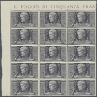 Italien: 1937, "AUGUSTO" Air Mail Stamps Complete Set Of 5 Values In Blocks Of 15 With Margins (80c. - Ungebraucht
