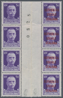 Italien: 1944, Repubblica Sociale, 50c. Violet As (folded) Gutter Block Of Eight, All Four Left Stam - Neufs