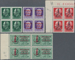 Italien: 1944, Rep.Sociale, Milano Issue, All Four Overprinted Values Each As Block Of Four, Unmount - Neufs