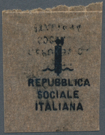 Italien: 1944, Rep.Sociale, Overprint Proof On Brownish Transparent Paper, Copy Of Certificate Rayba - Neufs