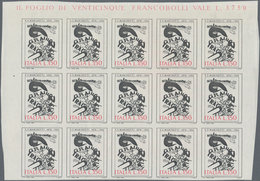 Italien: 1976, Italian Art, 150l. Marinetti, Imperforate Top Marginal Block Of 15, Unmounted Mint (s - Neufs