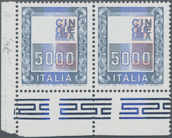 Italien: 1978, "Alti Valori" 5000l. Without Impression Of Head, Marginal Horizontal Pair From The Lo - Mint/hinged