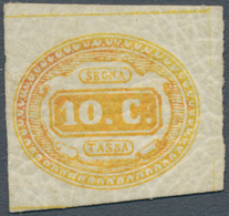 Italien - Portomarken: 1863, Ziffernzeichnung 10 C. Gelb Dreiseitig Voll- Bis Breitrandig Und Unten - Taxe