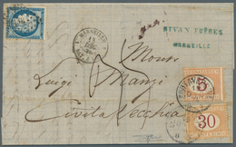 Italien - Portomarken: 1874, 5c. Ocre/carmine And 30c. Ocre/carmine On Incoming Lettersheet From Mar - Taxe