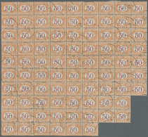 Italien - Portomarken: 1870, "50 C. Orange And Carmin", Block Of 85 Used With TRAPANI 1 LUG 86 Postm - Taxe