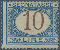 Italien - Portomarken: 1874, 10 Lire Blue And Brown, Mint With Gum, Fine Condition. Certificate Rayb - Taxe