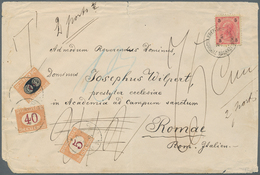 Italien - Portomarken: 1892, Large Cover To ROME Franked 5K Rose-carmine Of 1890 Definitives, Tied B - Taxe