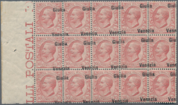 Italienische Besetzung 1918/23 - Julisch-Venetien: 1918: 10 C Red, Mnh, Block Of 15,with Strongly Sh - Venezia Giuliana