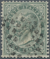 Italienische Post Im Ausland - Allgemeine Ausgabe: 1874, 5c. Greenish Grey Oblit. By Black Dotted Rh - Sonstige & Ohne Zuordnung