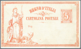 Italien - Ganzsachen: 1872: Essay "N. Sanesi, Italia Turrita", 7 Copies In 4 Different Colors, Sligh - Entiers Postaux