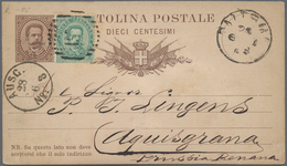 Italien - Ganzsachen: 1879, 10 Cent. Brown, With Additional 5 Cent. Green, Umberto I, Tied By Numeri - Postwaardestukken