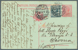 Italien - Ganzsachen: 1918, King Emanuel II, 10 C. Postal Stationery Double Card With Print Error: " - Entiers Postaux