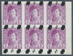 Jugoslawien: 1918, 5 On 6h. Lilac, Marginal Block Of Six From The Lower Right Corner Of The Sheet (t - Ongebruikt