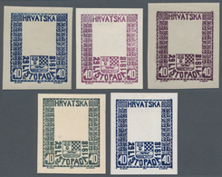Jugoslawien: 1918, Independence, Group Of Five Imperforate Essays Showing Frame Only And Denominated - Unused Stamps