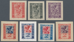 Jugoslawien: 1918, Independence, Group Of Seven Imperforate Essays On Ungummed Paper, Slightly Diffe - Unused Stamps