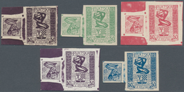 Jugoslawien: 1918, Independence, Group Of Five Imperforate Combined Essays On Ungummed Paper, Slight - Unused Stamps