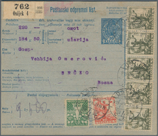 Jugoslawien: 1919, 10f Blue/bluish Old COD Parcel Card (Hungarian And Croatian Language) Accompanyin - Ongebruikt