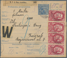 Jugoslawien: 1920. 10(h) Blue/chamois Old Bosnian "Sword" Type Parcel Card Accompanying A Film Reel - Unused Stamps