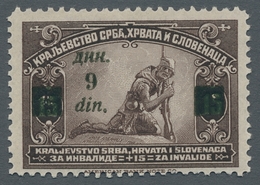 Jugoslawien: 1922, Charity Stamp 15+15pa. Brown With Overprint ERROR ‚9 Din‘, Mint Never Hinged And - Unused Stamps