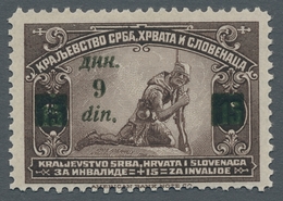 Jugoslawien: 1922, Charity Stamp 15+15pa. Brown With Overprint ERROR ‚9 Din‘, Mint Never Hinged And - Ungebraucht