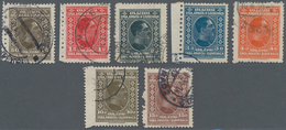 Jugoslawien: 1926 (25 Jan) - 27. King Alexander. 50p Sepia, 1d Scarlet, 2d Black, 3d Dull Blue, 4d V - Ungebraucht