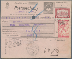 Jugoslawien: 1920, 2f Black/pale Rose Old Hungarian MONEY ORDER For Sum Of 1,000K To Bank In ZAGREB, - Unused Stamps