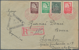 Jugoslawien: 1934. Registered Airmail Cover (crease) To Sombor Bearing Complete Set Of 20th Anniv. O - Ungebraucht