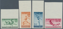 Jugoslawien: 1938, Balkan Games, 4 Unused Values UNPERFORATED From Margin Of Sheet. - Unused Stamps