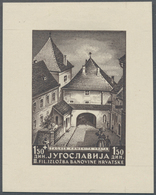 Jugoslawien: 1941, Philatelic Exhibition Zagreb, 1.50d.+1.50d. Blackish-brown, Single Proof On Ungum - Neufs