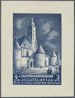 Jugoslawien: 1941, Philatelic Exhibition Zagreb, 4d.+3d. Deep Blue, Single Die Proof On Thicker Ungu - Neufs