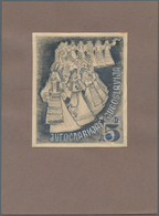 Jugoslawien: 1948 -1950. National Costumes. Artist's Work: 5D, Two Pencil Draqings On White Carton P - Unused Stamps