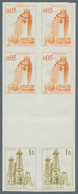 Jugoslawien: 1966, Definitives "Technique And Architecture", 0.05d. Orange And 1d. Olive, Imperforat - Ungebraucht